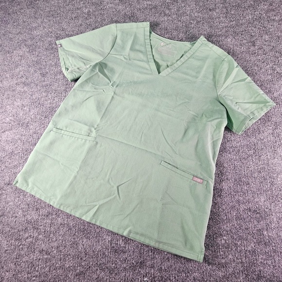 Figs Tops - FIGS Technical Collection Scrub Top Women's L Green V-Neck Short Sleeve FW1100